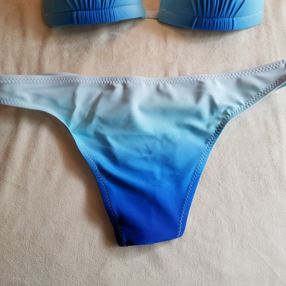 Nwt Beautiful In Blue! Ombre String Bikini - image 6
